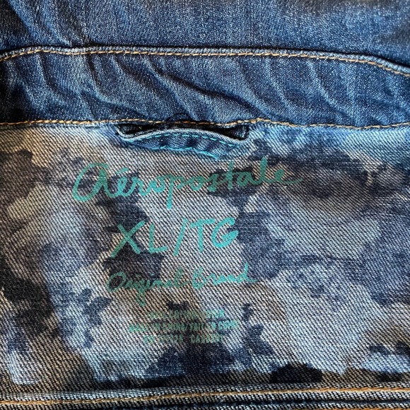 Aeropostale Womens Blue Denim Jean Jacket XL Distressed Trucker Style - Picture 5 of 8